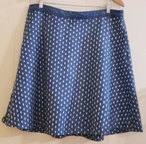 Lane Bryant Women Denim Skirt Size 18 A-line Frayed Polka Dots Lined Zip Back - Picture 1 of 7
