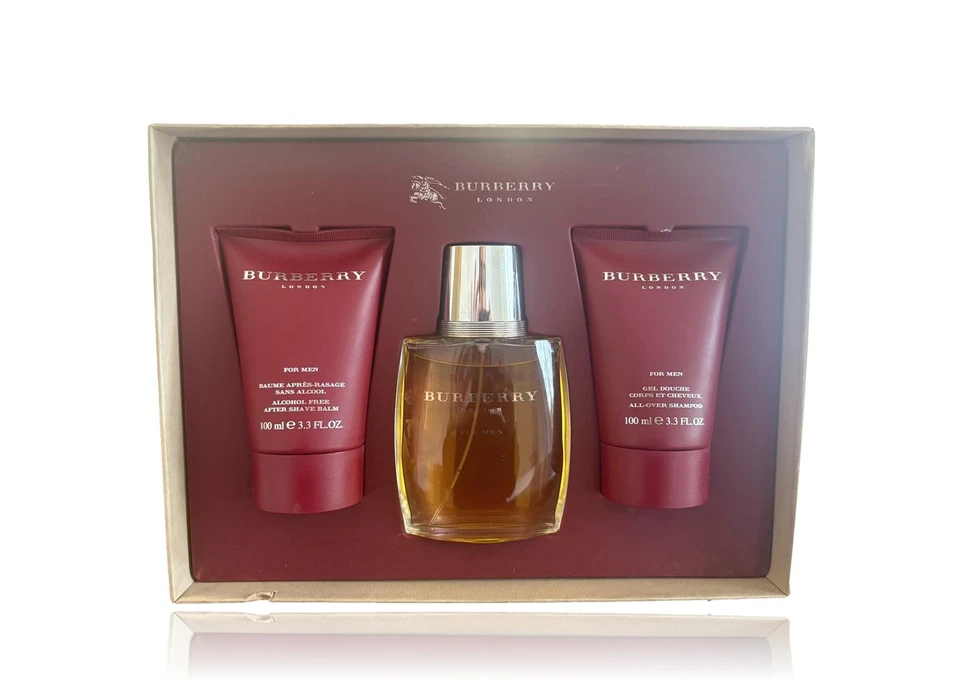 Burberry London Hombres 3.3 OZ eau de parfum spray + loción 3.3 + juego para después del afeitado 3.3 caja dañada Foto 1 de 1