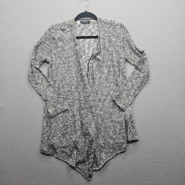 Volcom Women Size Large Size 10 Gray White Marled Open Front Cardigan - Image 1 of 4