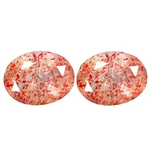 2.39Ct   [2Pcs Pair] Superb Oval 8.8X6.8 MM STRABERRY COLOR STRAWBERRY QUARTZ - Picture 1 of 5