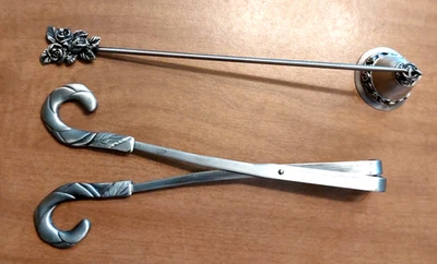 Pewter Candle Snuffer and Wick Trimmer Good condition Rose Decor - Image 1 of 4