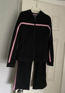 TekGear Women’s Zip Up Hooded Tracksuit Size XL - Black And Pink Tracksuit Y2K - Picture 1 of 13