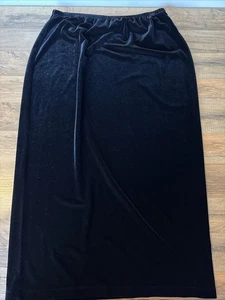 Chicos Designs Full Length Maxi Skirt 3 XL Black Velvet Elastic Waist Whimsygoth - Picture 1 of 5