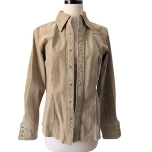 Vintage Y2K Eddie Bauer Seattle Suede Washable Top Womens XS Western Cowgirl - Picture 1 of 11