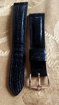 Pulseira de relógio vintage Omega preta 19 mm - Imagem 1 de 4