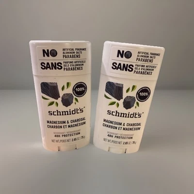 Desodorante natural carvão magnésio Schmidt's x2 proteção sem alumínio 48 horas - Imagem 1 de 2