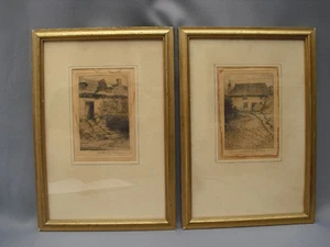 William J Phillips ARCA pair of signed etchings rural scenes Victorian? framed - Picture 1 of 11