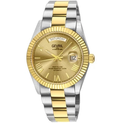 Reloj para hombre Gevril West Village automático esfera dorada 48956B Foto 1 de 4