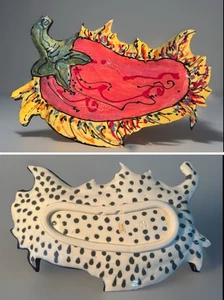 "Don Drumm KORCZY cerámica pintura texturizada pimienta arte abstracto mesa pared rara 16""" - Imagen 1 de 13