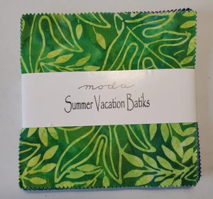 Moda Summer Vacation Batiks Charm Pack 5" Squares Cotton Fabric - Picture 1 of 2