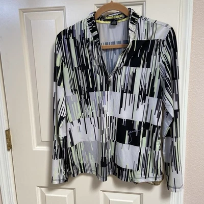 Women Sunsense Long Slv Golf Shirt Sz M SPF 50 lightweight 1/4" zip sports beach - Image 1 of 4