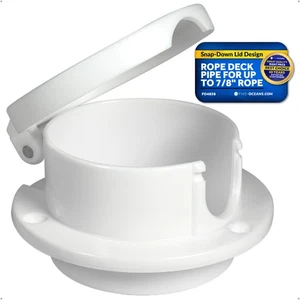 Rope Deck Pipe for Up to 7/8" Rope Size, White Polymer Fiber Reinforced - FO4858 - Bild 1 von 8