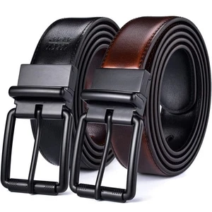 Beltox Men's Genuine Leather Reversible Belt 1.25” Rotate Black Buckle Gift B... - Picture 1 of 9