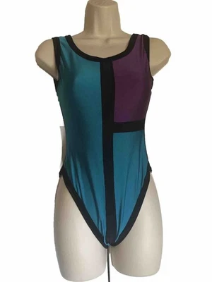 Traje de baño Pro Spirit para mujer pequeño? Traje de baño vintage de una pieza de bloque de color Foto 1 de 4