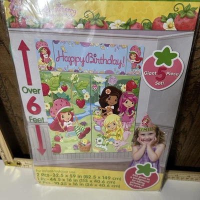 Escena Setter Banner Fresa Pastel Cumpleaños Fiesta Decoración Pared 5 Piezas 6' Foto 1 de 4