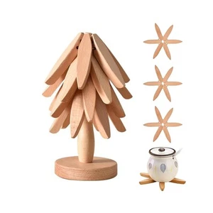 Tree Shape Trivet Set,Wooden Trivets for Hot Dishes Insulation Mat,Collapsibl... - Picture 1 of 9