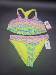 Hobie Girls' Flounce Bralette Bikini Top & Hipster Bottom Swimsuit Set Size  16 - Picture 1 of 8