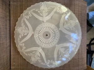 Vintage Frosted Glass Center Hole Ceiling Light Shade 16 1/4" - Picture 1 of 7