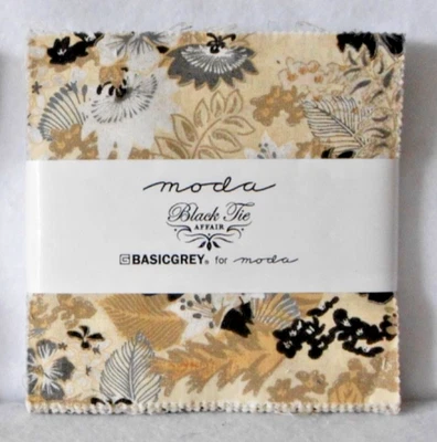 MODA BASICGREY 30420PP  CHARM PACK "BLACK TIE AFFAIR" - 5" BY 5" - NIP! - Image 1 of 2