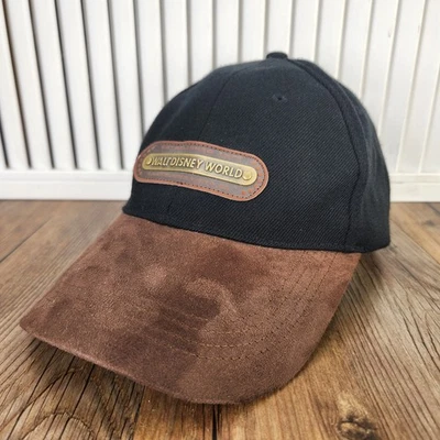 DE COLECCIÓN Walt Disney World Sombrero Gorra Negro Marrón Gamuza Bill Correa Parques Temáticos Foto 1 de 4