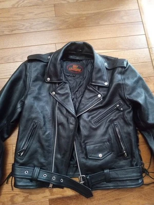 Hot Leathers Vintage Jacket Size 42 Black Biker Edgy Motorcycle Zipper Lined - Image 1 of 4