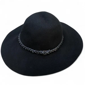 DO EVERYTHING IN LOVE Cappello Sole Fedora Nero Donna Taglia Unica 100% Lana Berretto - Foto 1 di 8