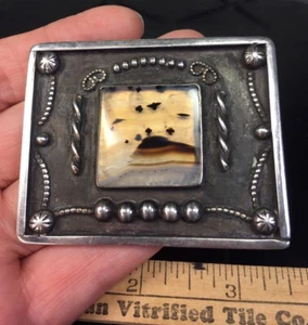 Hebilla de cinturón de ágata vintage de plata esterlina nativa americana 75 g - Imagen 1 de 6