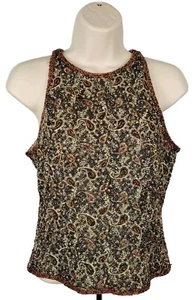 Adrianna Papell Vintage Sz 14 Large Top Silk Beaded Paisley Sleeveless Tank NOS - Picture 1 of 24