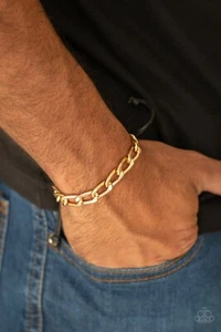 Paparazzi Hombre Pulsera GOALPOST Cadena Oro NUEVO - Imagen 1 de 3