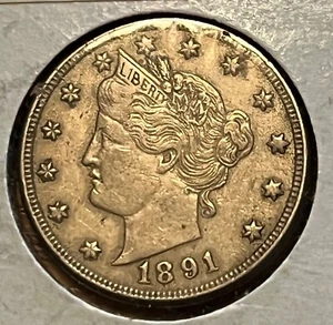 1891 Liberty nickel, XF, Better date ! - Picture 1 of 2