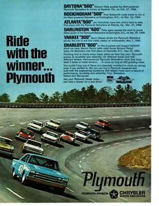 1966 PLYMOUTH HEMI BELVEDERE / RICHARD PETTY WINS DAYTONA 500 ~ ORIG PRINT AD - Bild 1 von 2