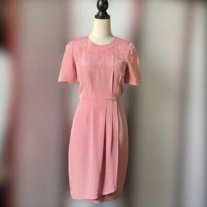 Liz Claiborne Pink Short Sleeved Dress with Embroidered Top (Size: 2 Petite) - Picture 1 of 11