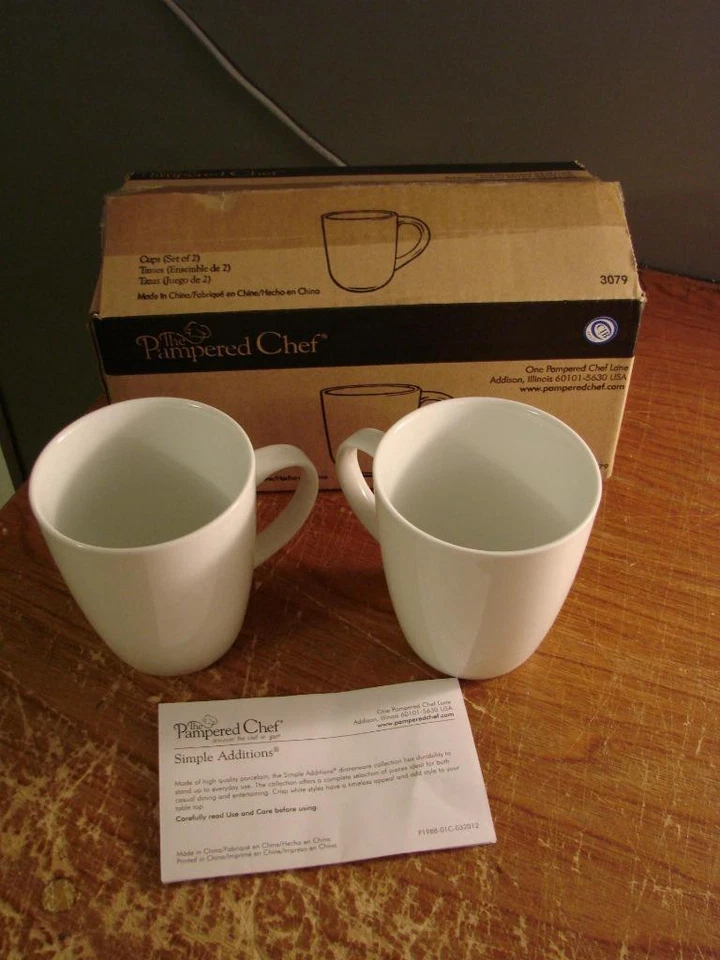 The Pampered Chef Two White Cups #3079 NEW - Image 1 of 1