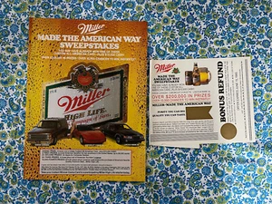 Vintage 1985 Miller Beer Sweepstakes Print Ad Includes Un-used Entry Form - Picture 1 of 9