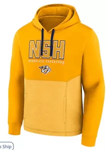 Nashville Predators Hoodie Mens XL Yellow Gold Pullover New Fanatics NHL - Picture 1 of 8