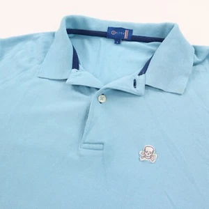 Stitch Polo Shirt Men's Large Blue Skull Golf Performance Stretch Cotton Blend - Picture 1 of 10