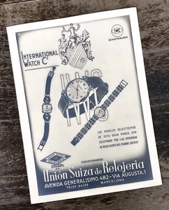 IWC Schaffhausen 1950's Leaflet Fancy Lugs Watch VERY RARE Spanish Spain OEM / - Picture 1 of 5