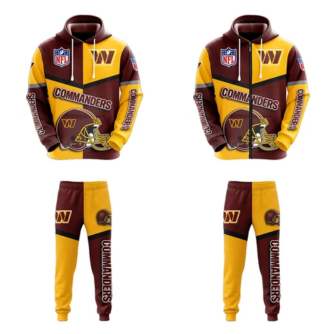 Washington Commanders Mens Hoodie Sweatsuit Sets Casual Jogging Pants Tracksuit Cover