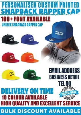 Personnalisé Imprimé Casquette Hip Hop Rap Texte Chapeau Contraste Unisexe - Photo 1/2