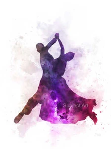 IMPRESIÓN ARTÍSTICA Ilustración de vals vienés, baile de salón, arte de pared, regalo - Imagen 1 de 2