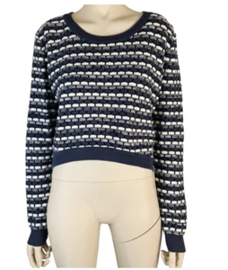 NEU MIT ETIKETT LF STORES SLOANE SOCIETY BLAU WEISS SCHWARZ STRICKPULLOVER VORNE KURZ GRÖSSE SMALL - Bild 1 von 6