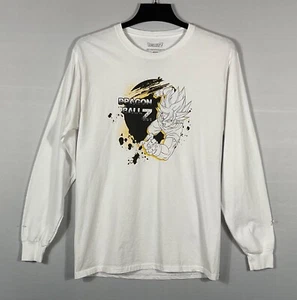 Dragon Ball Z T Shirt Mens Med White Graphic 100% Cotton Long Sleeves Pullover - Picture 1 of 3