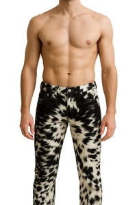Herren Western Lederhose echtes Rindsleder Rodeo Cowboy Hair-On Skin Hose - Bild 1 von 7