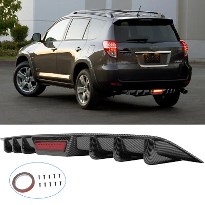 Диффузор кромки заднего бампера из углеродного волокна для Toyota RAV4 RAV 4 со светодиодным стоп-сигналом - Изображение 1 из 4