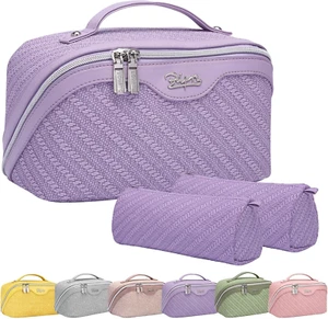 Travel Makeup Bags for Women: Large Cosmetic Bag Waterproof - Vegan Leather Make - Picture 1 of 9