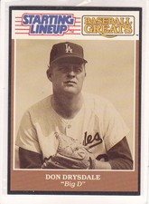 1989  DON DRYSDALE - Starting Lineup Card - "Baseball Greats" - L.A. DODGERS