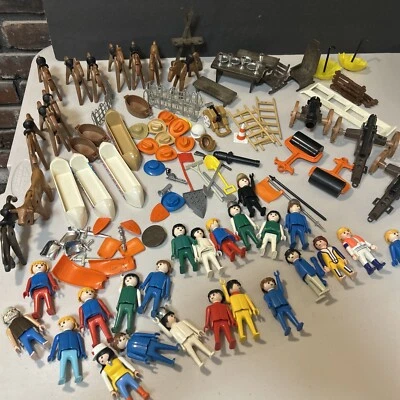 Lote De 21 Figuras Playmobil Geobra Vintage + 12 Animales + Muchos Accesorios 1974 Foto 1 de 4