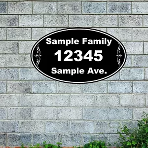 Personalized Home Address Sign Aluminum 12"x7" OVAL House Family Name Plaque - Picture 1 of 1