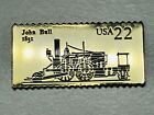 USPS 22 cent Brass Postage Stamp Hat Pin John Bull Steam Locomotive Train 1831