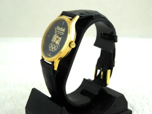 Men's "Kodak" "100th Olympics" Wristwatch Genuine Black Leather Band - Picture 1 of 5